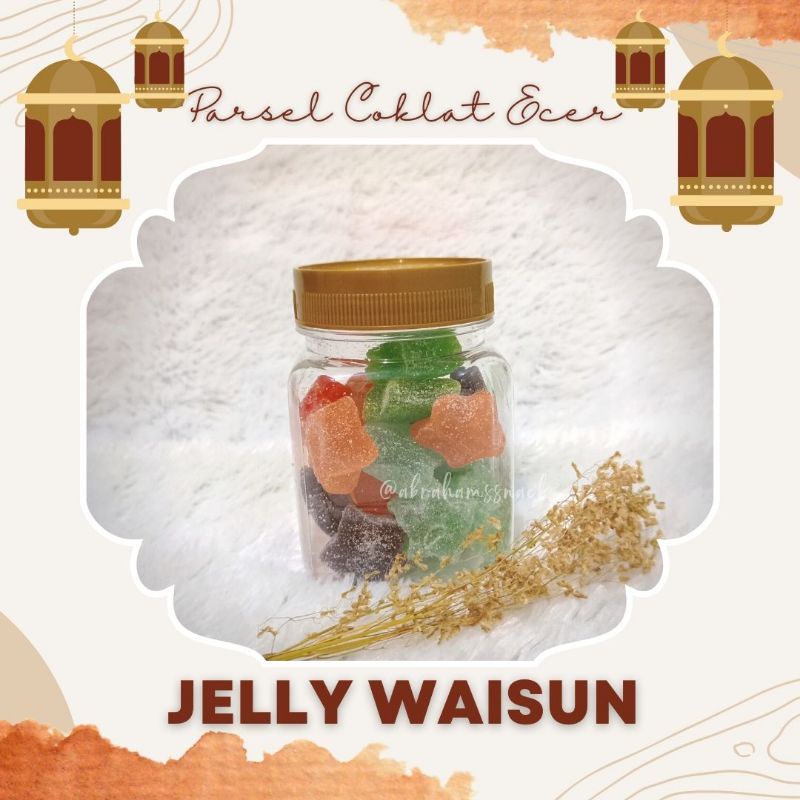 JELLY RASA BUAH KEMASAN TOPLES, MERK WAISUN, NARAYA, ATAU SEJENIS, PARSEL COKELAT ECER