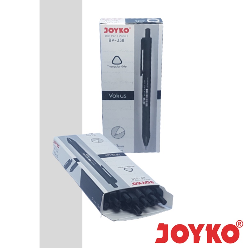 

Pulpen Hitam Joyko Bp-338 0.7mm Ballpen/Ballpoint Triangular Grip Fokus (1 pack isi 12pcs)