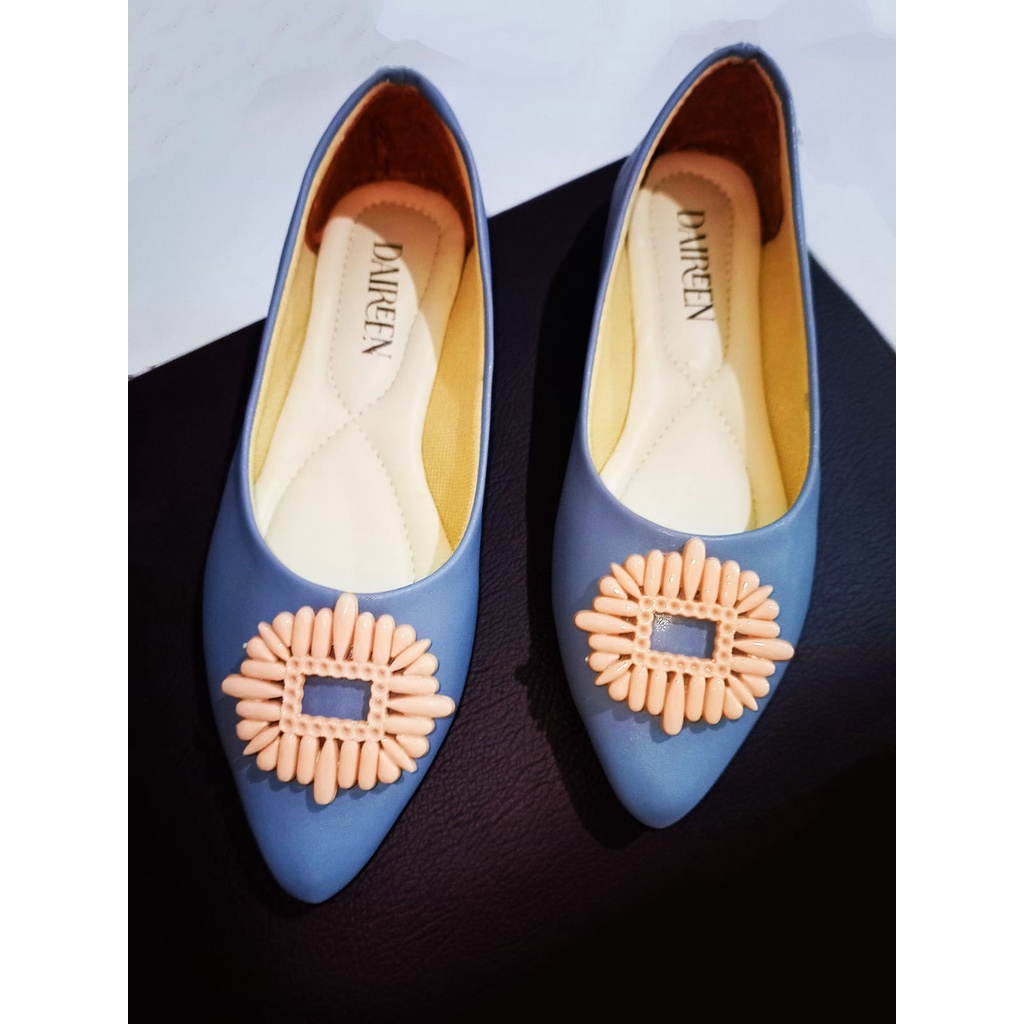 Dinda sepatu wanita slip on Gabrielas flatshoes model terbaru 2023 warna biru ukuran 37-42