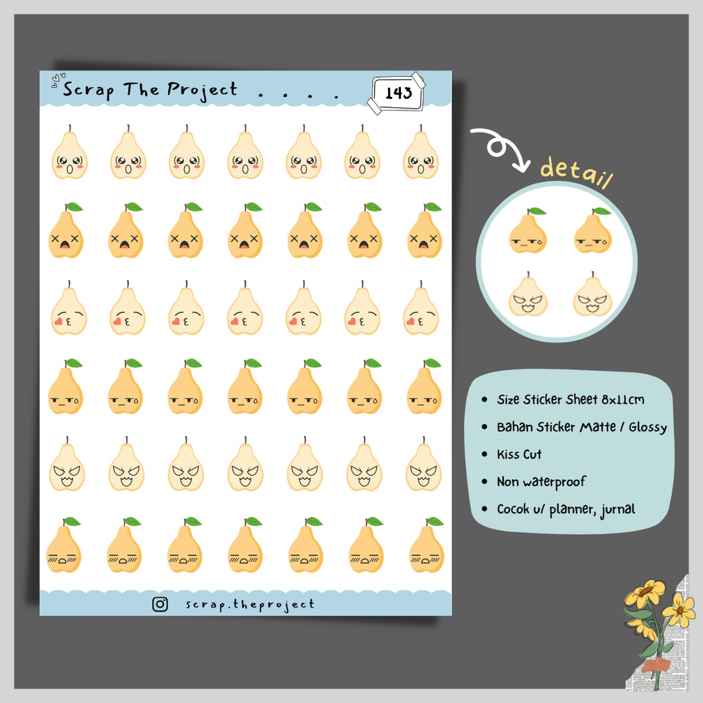 

STICKER PLANNER JOURNAL / STICKER PEACH FRUIT EMOJI / STP - 143