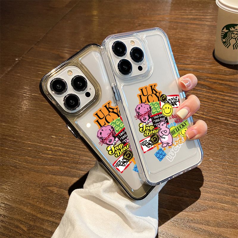 IPHONE Casing Ponsel Lembut Lucu Kompatibel Untuk Iphone14 11 13 12 Pro XS Max X XR 7 8 6S Plus Silcone Casing Shockproof Transparan TPU Cover