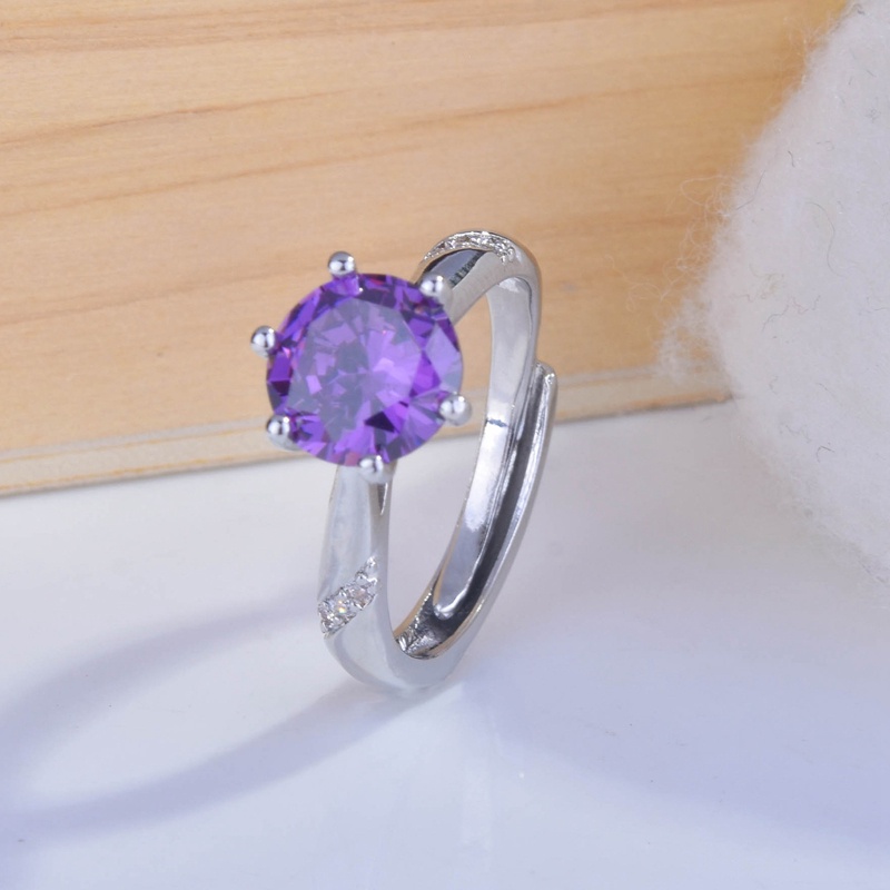 Fashion Perempuan Geometri Cincin Bertatahkan Persegi Bulat Cubic Zirconia Indah Adjustable Wanita Pernikahan Pertunangan Perhiasan