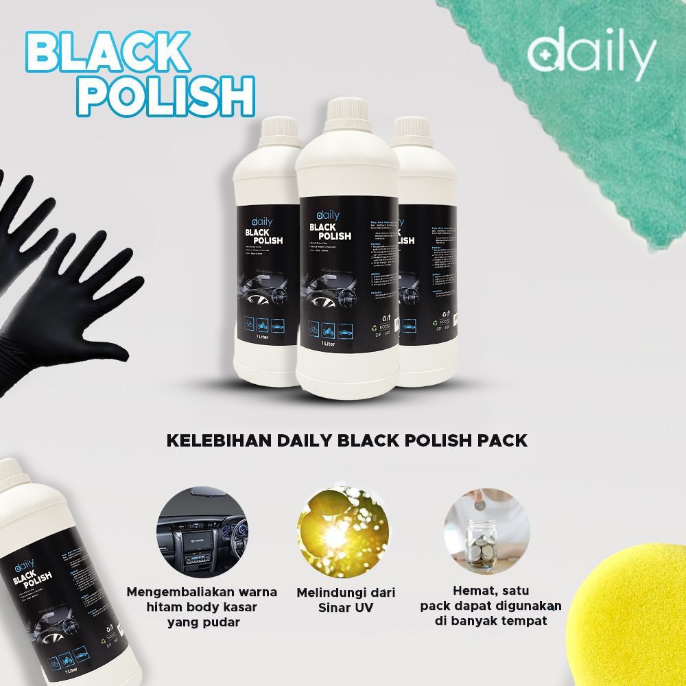 POLES BODY DASHBOARD KENDARAAN BERMOTOR MOBIL - DAILY BLACK POLISH