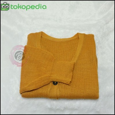 Jaket Wanita CARDIGAN RAJUT WANITA || OUTER CARDY LENGAN BALON || 12 GET - MUSTARD bisa COD terlaris
