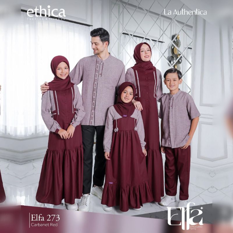 Sarimbit elfa series 2023 / gamis ethica ayumi 357 carbanet red / koko ethica kahfi 248 carbanet red