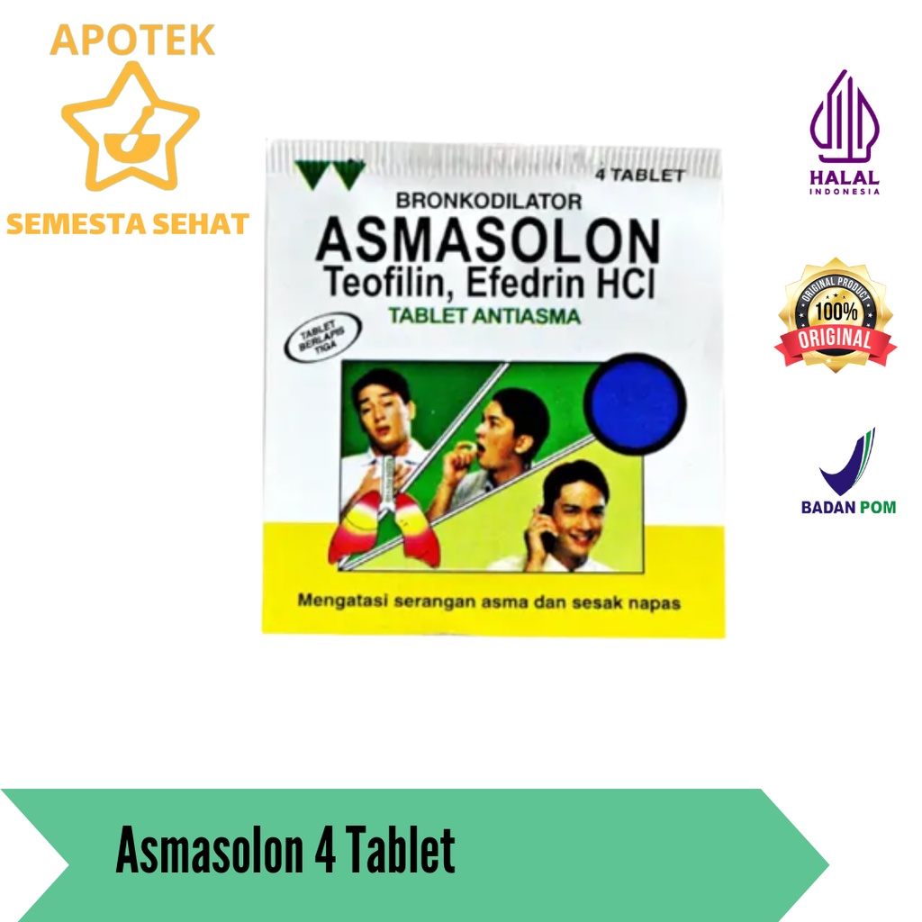Asmasolon Strip 4 Tablet Obat Pereda Sesak Napas, Asma