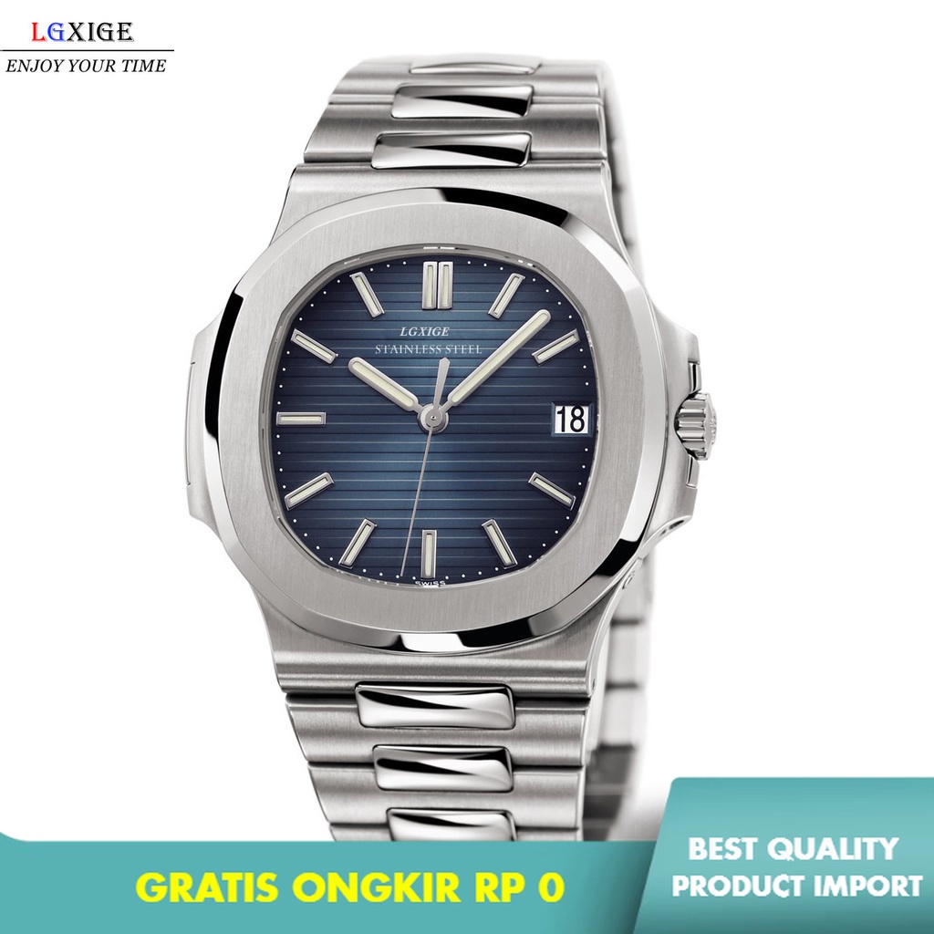 Jam Tangan Pria Gerakan Jepang Langxige Lgxige All-Steel Jam Tangan    Mewah Nautilidae Watch   Impo