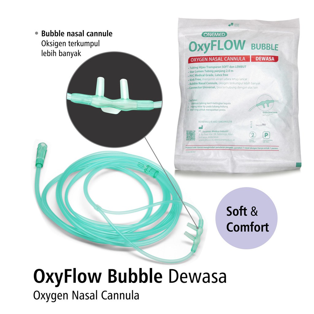 Oxyflow Bubble Bayi Anak Dewasa Soft Tip Besmed Nasal Cannula Oxygen Soft Tip Selang Oksigen Bayi Anak Dewasa Besmed