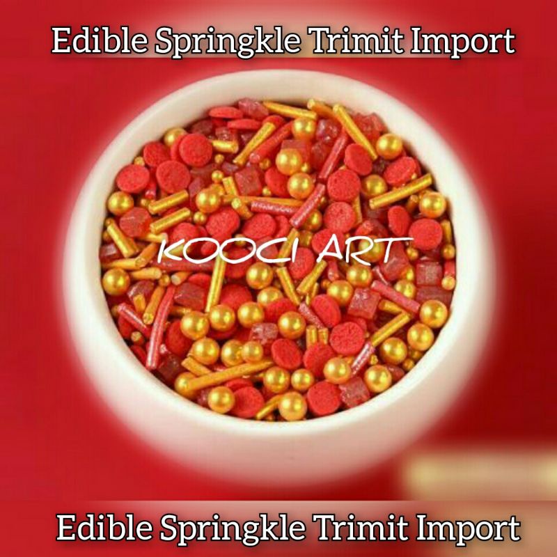 

Springkle edible trimit gula mutiara cake Imlek red mix gold import repack murah