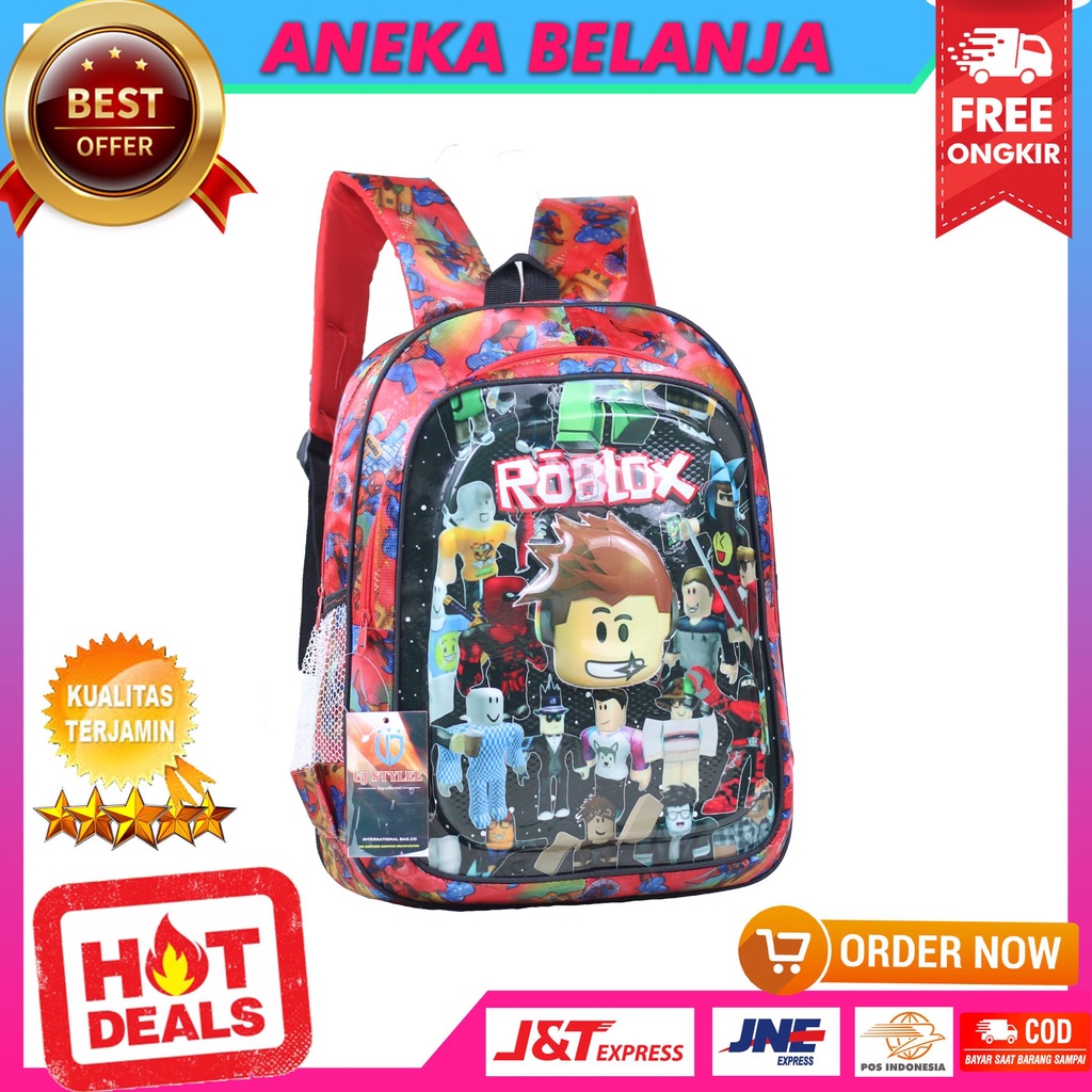 Tas Sekolah Ransel Anak Laki- Laki LED Lampu Nyala Tas Anak Cowok Karakter Murah Tas Sekolah Anak SD TK PAUD Roblox Merah Backpack Anak TPA TPQ