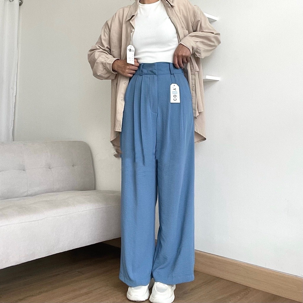 HAWARI FASHION - LOOSE PANTS - CELANA KULOT CRINKLE HIGHWAIST WANITA CULLOTE PANT - KULOT TERBARU 2023 - HIGHWAIST PANTS - KULOT CRINKLE PREMIUM - WIDE LEG PANTS - CULLOTE HIGHWAIST – HIGHWAIST- CELANA KULOT – CULLOTE - KULOT - CELANA WANITA KEKINIAN