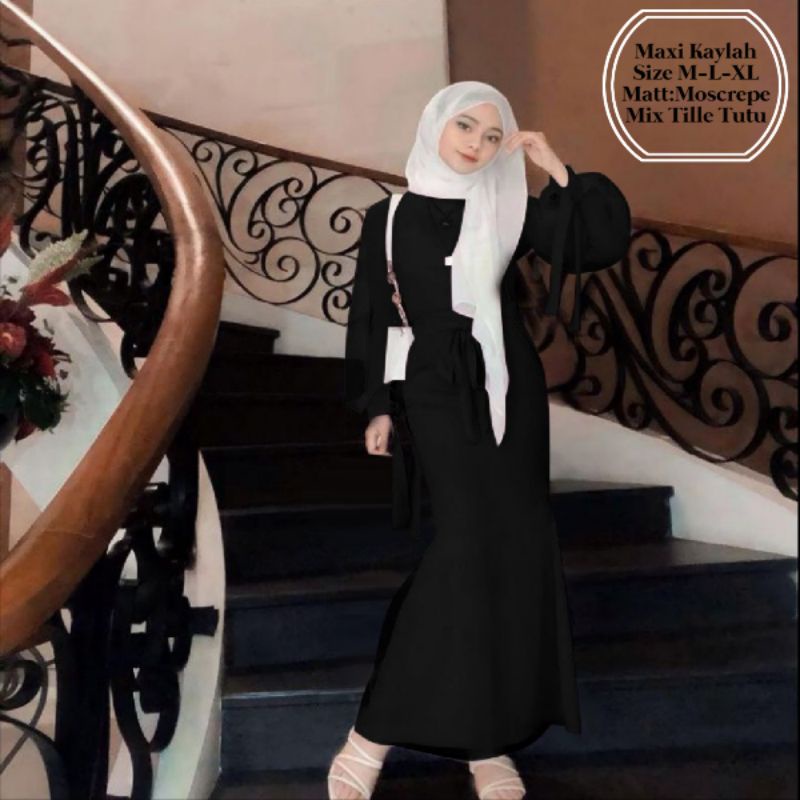 Pakaian Muslim Wanita Busui Model Duyung Terbaru Lengan Balon/Maxi Kaylah Dress Size M-L-XL Matt Moscrepe Mix Tille Tutu