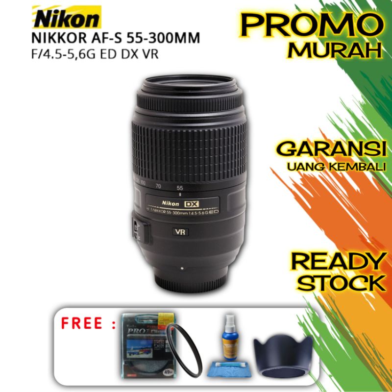 (NEW) LENSA NIKON AF-S NIKKOR 55-300MM F/4.5-5,6G ED DX VR BERGARANSI 1 TAHUN - PRODUK ORIGINAL 100%