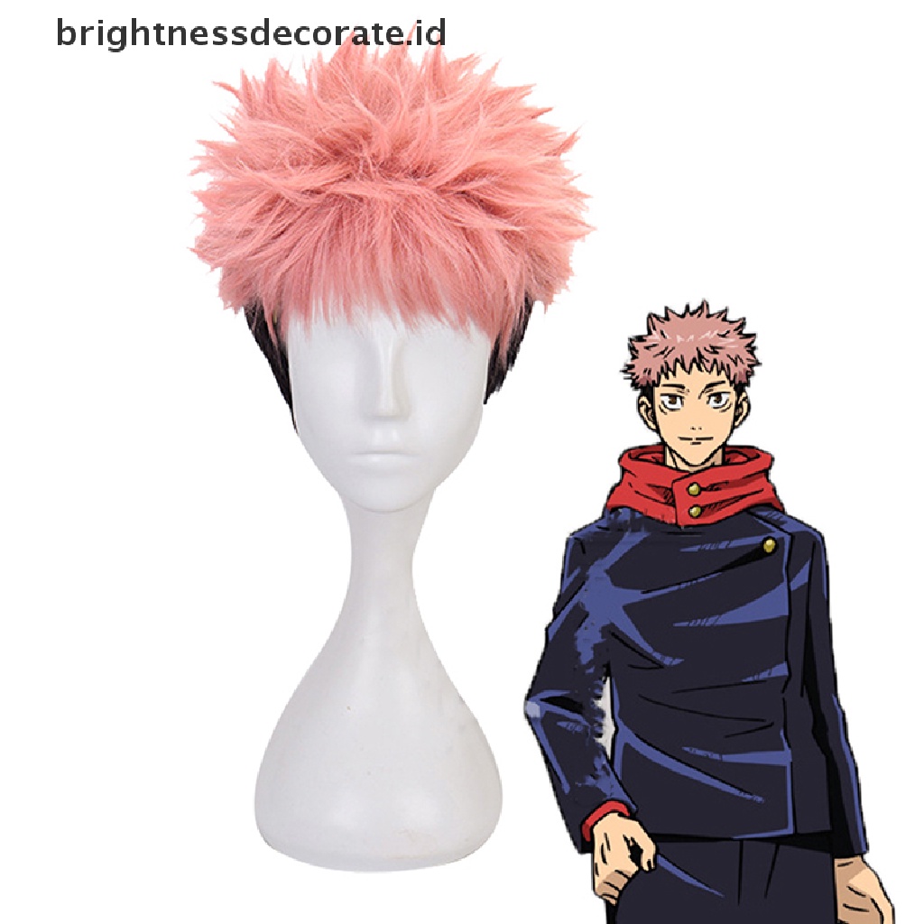 [Birth] Aniem Jujutsu KaisenYuji Itadori Smoky Pink Cosplay Wig Braided Rambut Sintetis [ID]