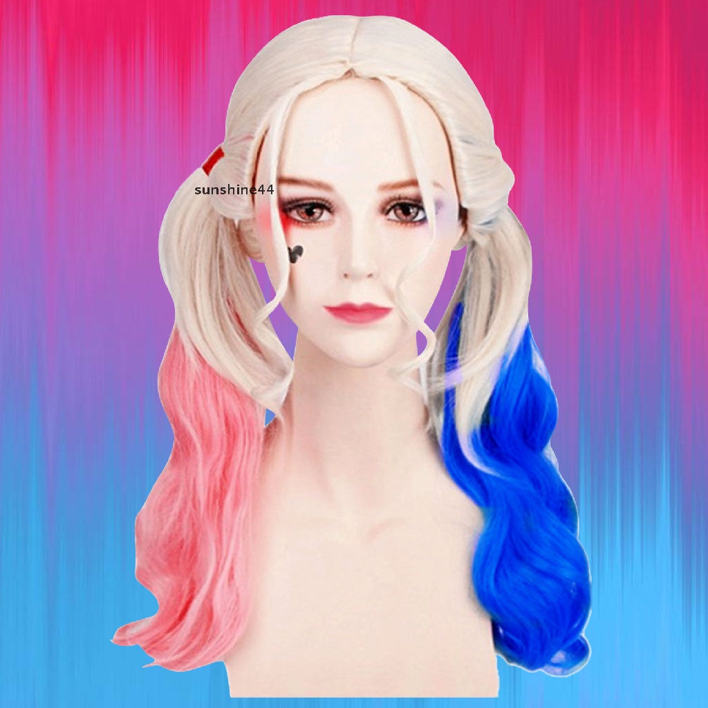 Sunshine Suicide Squad Harley Quinn Cosplay Wig Indah Aksesoris Halloween.