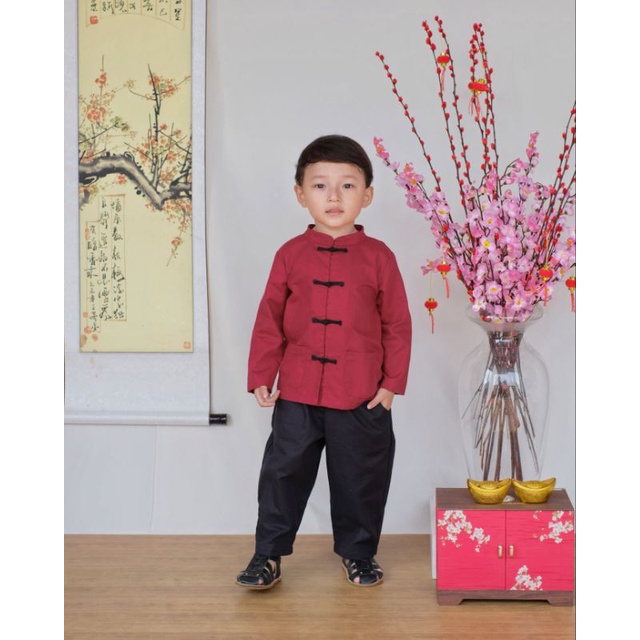 PEIYU SET | Baju Anak Laki-laki | Atasan Casual Anak | Baju Anak Cheongsam