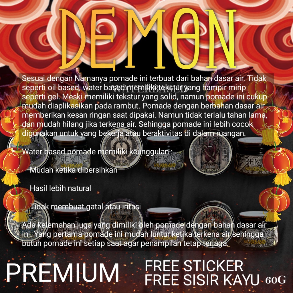 DEMON POMADE PREMIUM WATERBASED 50GRAM AROMA FIRE BERRY