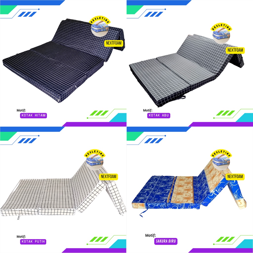 Sarung Kasur Busa Lipat Resleting Tebal 5,10, 15, 20 cm ukuran 200x200 200x180 200x160 200x145 200x120 200x100 200x90 200x80/ Cover Kasur Busa Inoac / Sprei Resleting