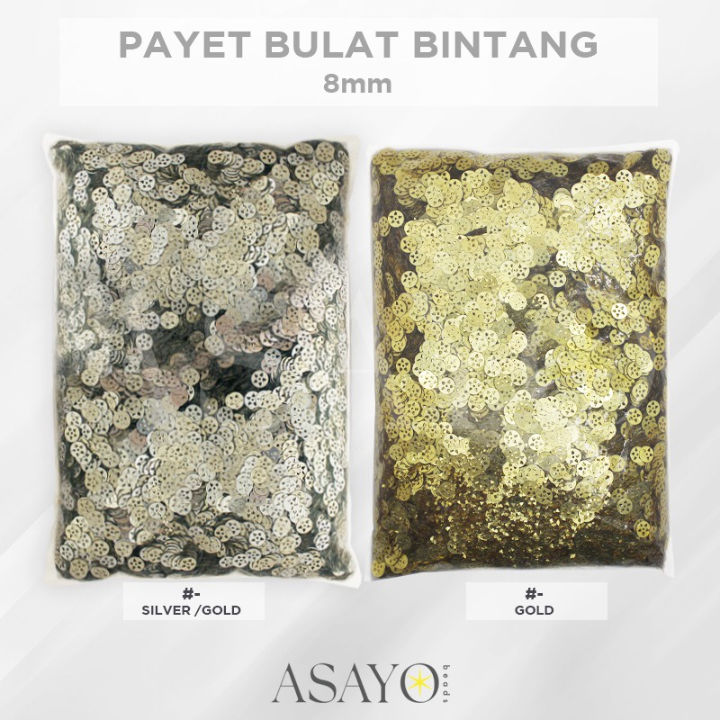 Payet Bulat Bintang 8mm Silver Gold isi 450gram