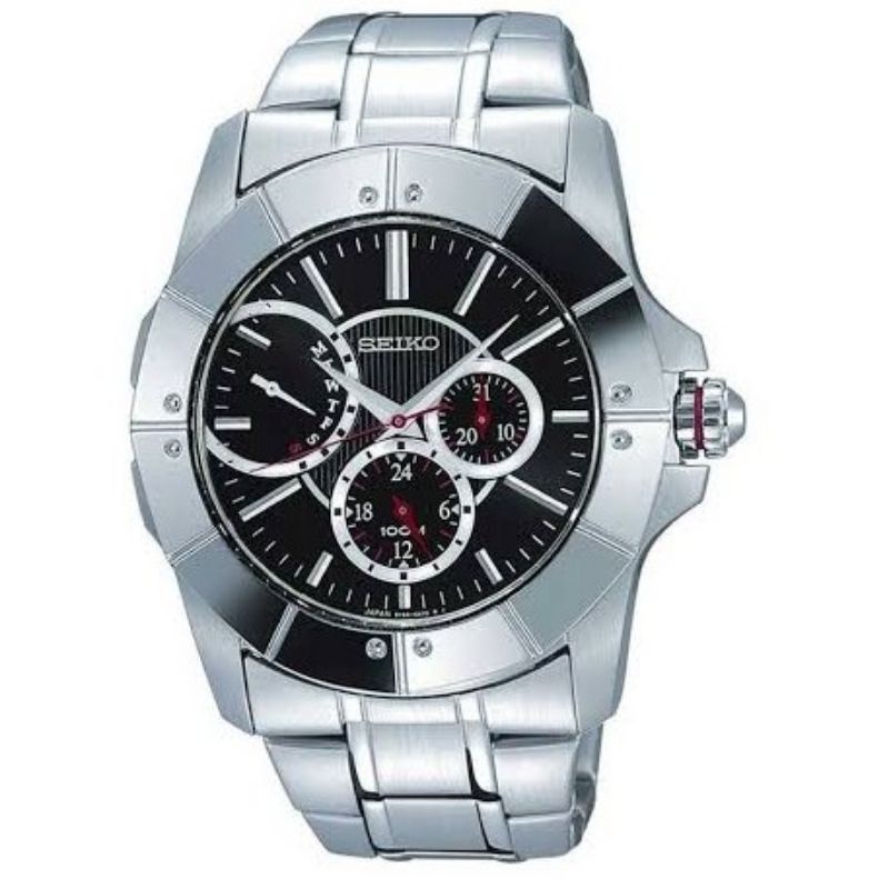JAM TANGAN PRIA SEIKO LORD SNT027J1 MULTIFUNCTION SILVER BLACK ORIGINAL