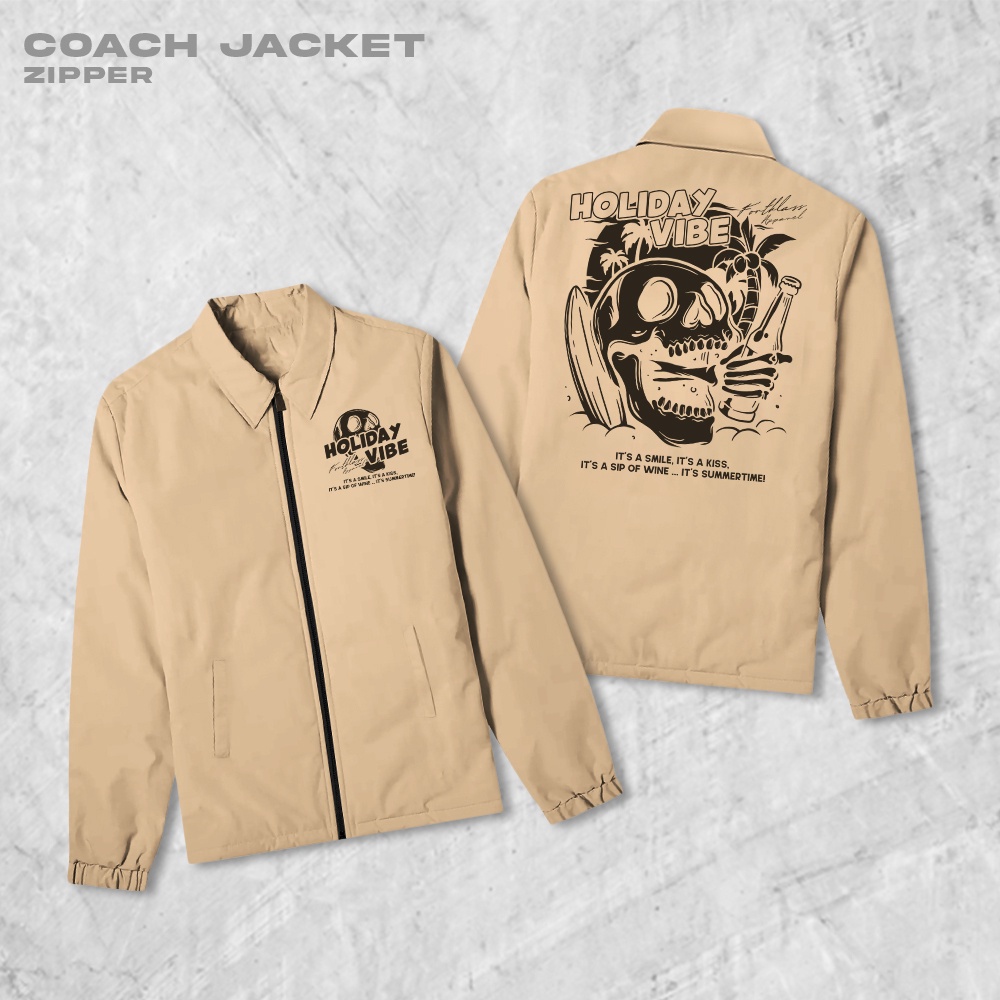HIPNOP  Holiday Coach Zipper Jaket Polos Pria Jaket Parasut Unisex