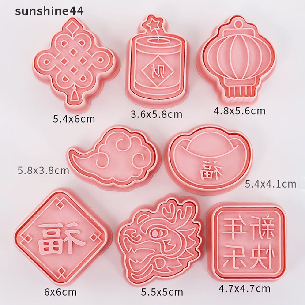 Sunshine8/10pcs 2023tahun Baru Cina Kartun Biskuit Cetakan Cookie Cutter Baking Mold.