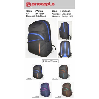 Pineapple 32166 Tas Ransel Sekolah Laptop 14inchi + Raincover