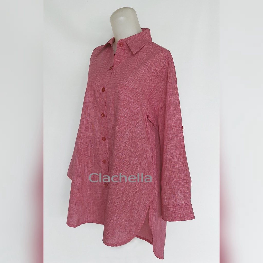 Clachella Baju Tunik Kemeja Motif Abstrak, Baju Atasan Wanita T218021P