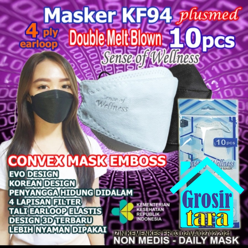 Masker KF94 SENSE OF WELLNESS Convex 4Ply 10 Pcs Medis Korea KF 94 Disposable 4 PLY Evo Mask