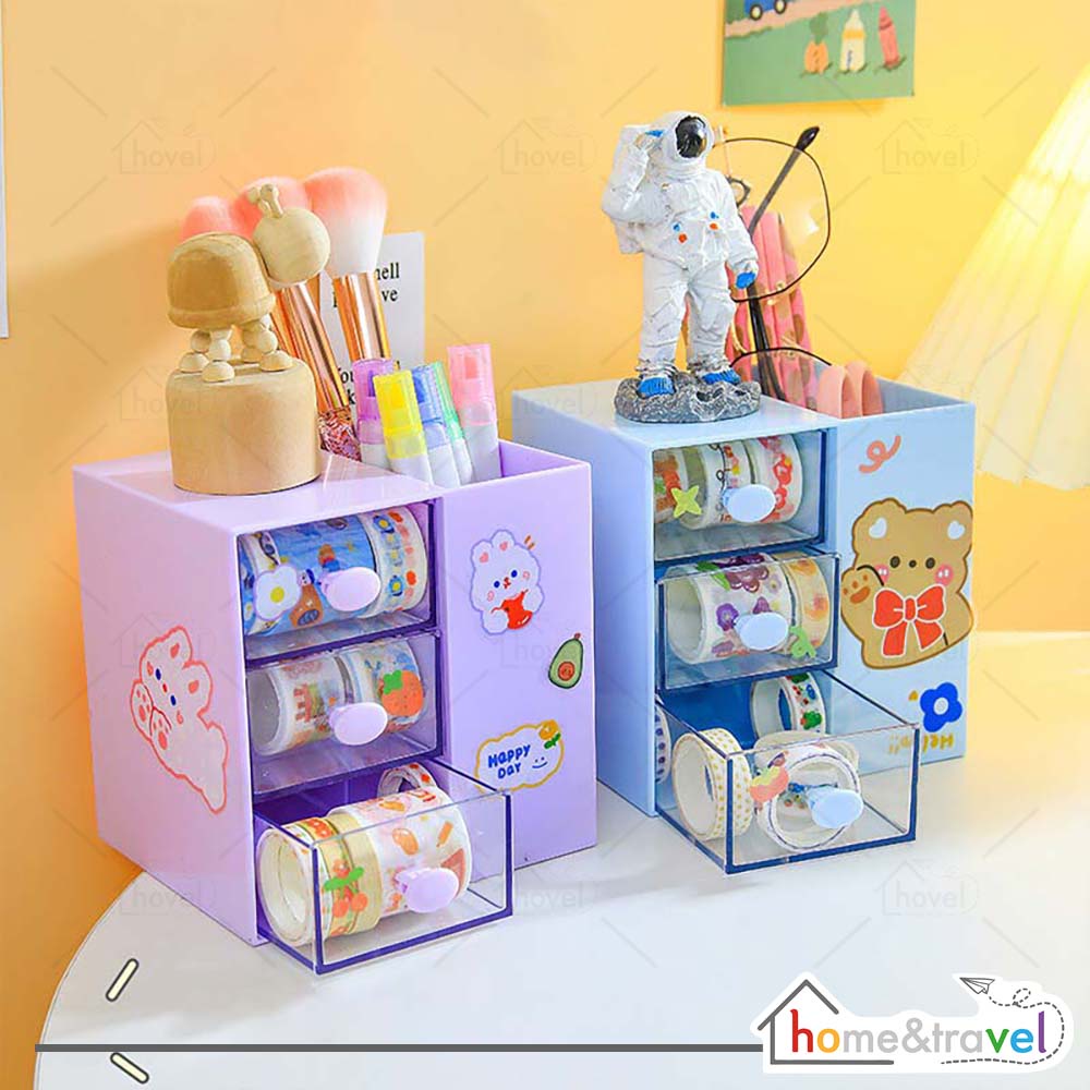 HOVELSHOP Kotak Laci Mini Susun Tempat Perhiasan Aksesoris Alat Tulis Aesthetic Desk Storage