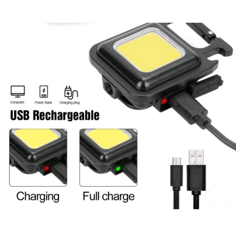 Lampu Senter Led COB Mini USB Charger Dengan Gantungan Kunci Untuk Outdor