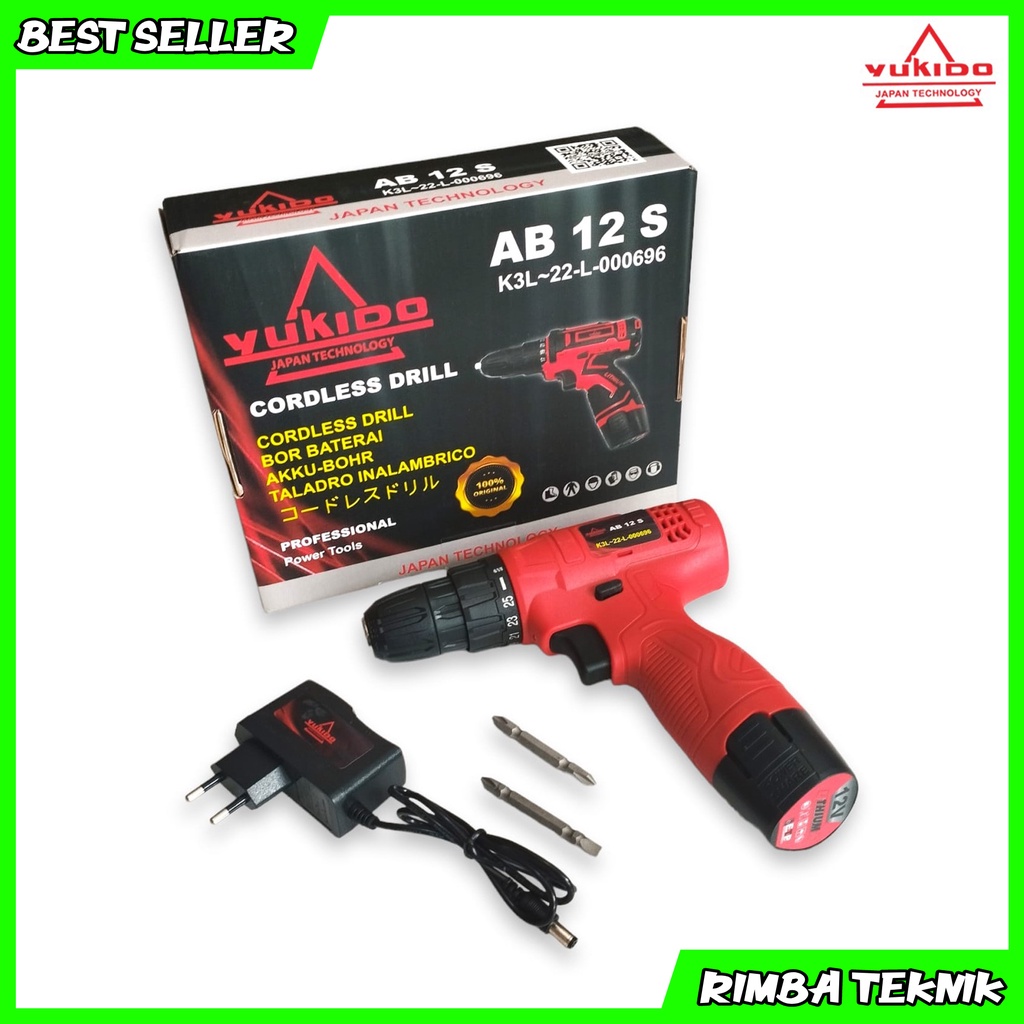 Mesin Bor Baterai 12v Cordless YUKIDO TOOLS 12s + 1 Baterai | JLD 12S