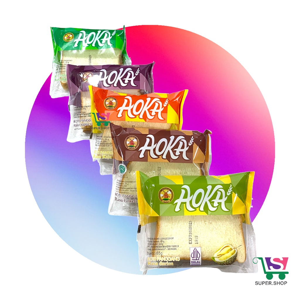 AOKA Roti Panggang Strawberry / Susu / Cokelat / Keju / Durian / Nanas 65 Gram / Donat Sari Wangi Bakery 45 Gram