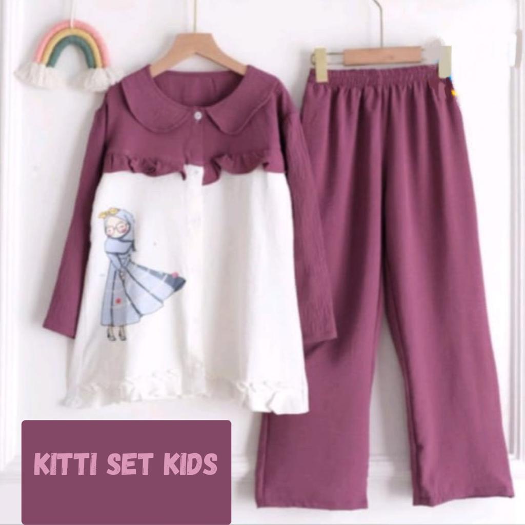 Kitti set kids /Setelan sablon anak perempuan /COD