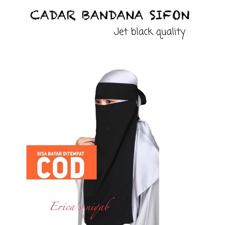 CADAR BANDANA / CADAR PONI JETBLACK / Niqab cadar Jetblack panjang 45 / Fashion Hijab Cadar Jetblack