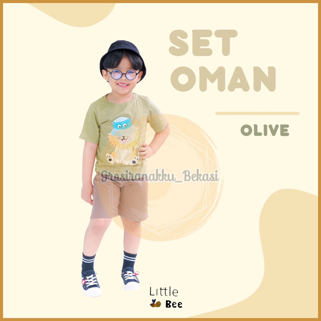 Setelan Anak Cowok Oman LittleBee Warna Olive Size 1-5 tahun