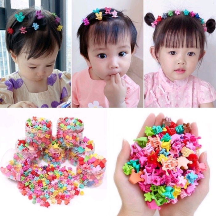 FREE BOX 20pc Jepit Rambut Mini Anak/Baby Bayi/ Poni Colorful Luc