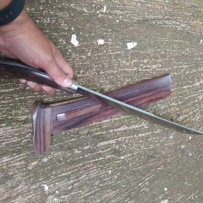 Golok Kerja Baja Super Kayu Sonokeling Ukir