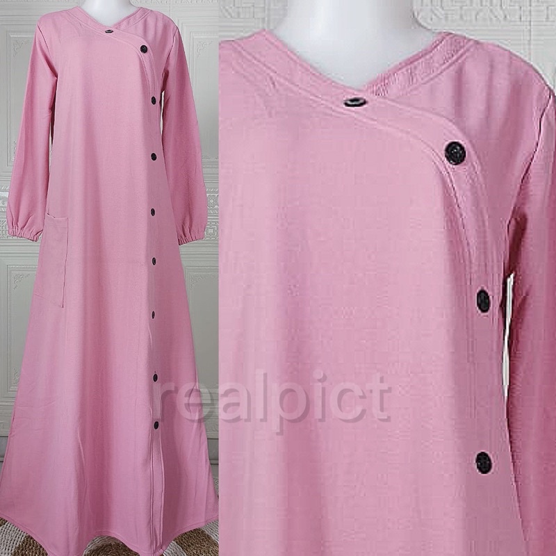 AM - ANZANA Maxy Gamis Wanita Muslim Lemon Skin Milano Melar-Dusty