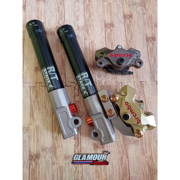 bottom shock rep rt stage 6 racing fork set breket dan kaliper brembo 2p disk standar for scoopy / b