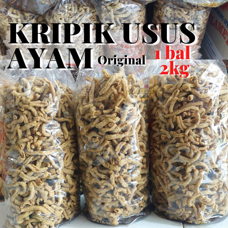 1 BAL 2KG KRIPIK USUS AYAM KRISPY ORIGINAL SNACK KILOAN MURAH ALMA.SNACK