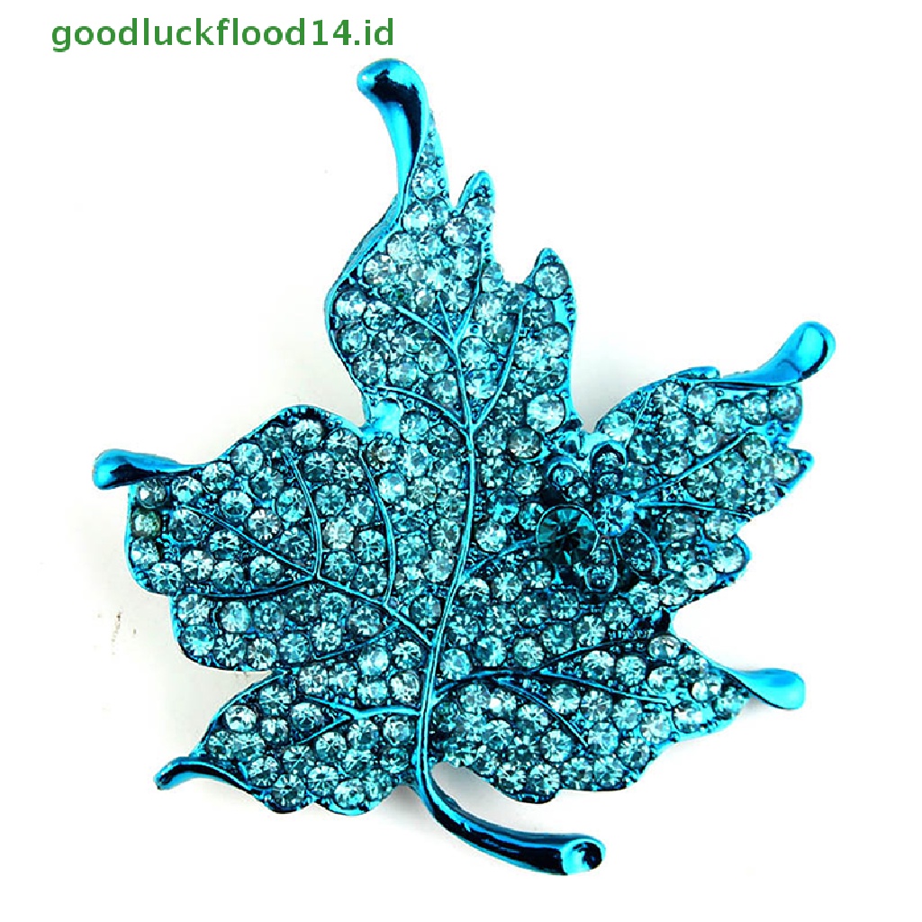 [GOOGFOUR] Warna-warni Maple Leaf Shaped Bros Pin Pakaian Pernikahan Berlian Imitasi Daun Pin [TOP]