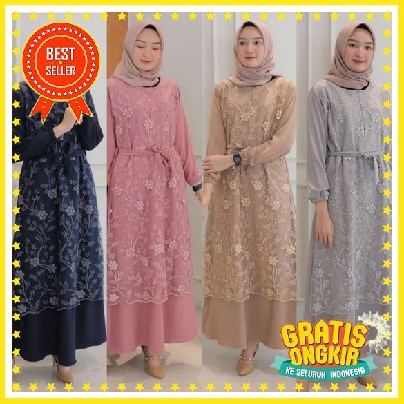 Gamis Nibras Nba75 Nb A75 Hitam Dan Warm Taupe Nba Gamis Wanita Terbaru Fashion Muslim Dress Muslim 