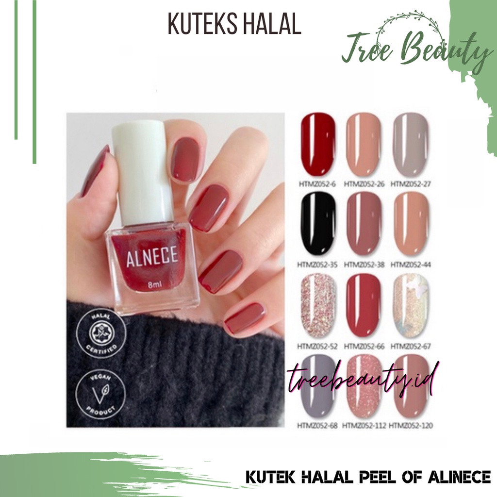 Alnece Kutek Halal Bisa Untuk sholat/kutek peel off kutek/HALAL KUTEKS/cat kuku halal muslimah Nail polish