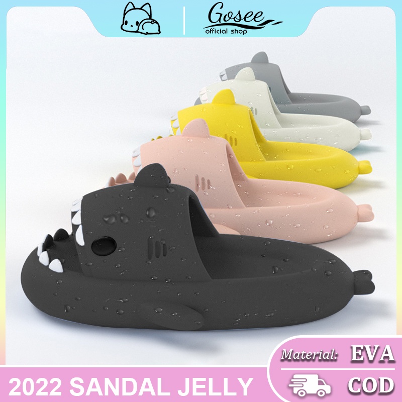 Sandal Hiu Wanita Korea Kekinian Lucu sandal jelly wanita terbaru import Sandal Slop Flat rumah Rumahan Empuk Elastis EVA