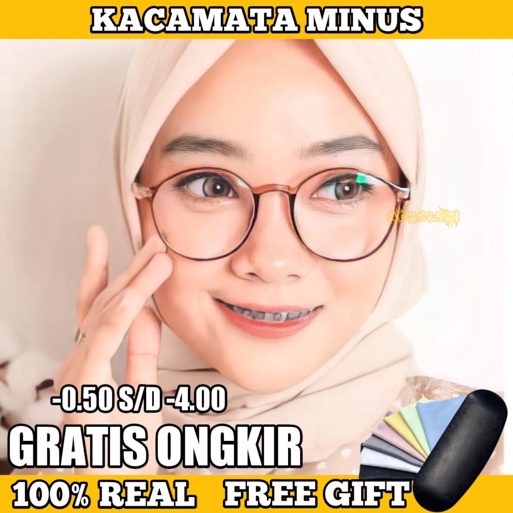 KACAMATA MINUS/KACAMATA RABUN JAUH/KACAMATA MINUS OPTIK ASLI UKURAN -0.50 S/D -4.00 WANITA/PRIA UNISEX FREE BOX DAN LAP