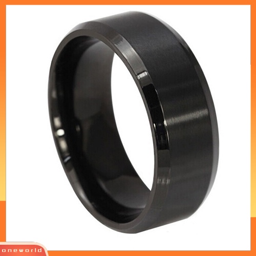 {oneworld} Fashion 8MM Baja Titanium Band Cincin Pria Pernikahan Pertunangan Perhiasan Hitam