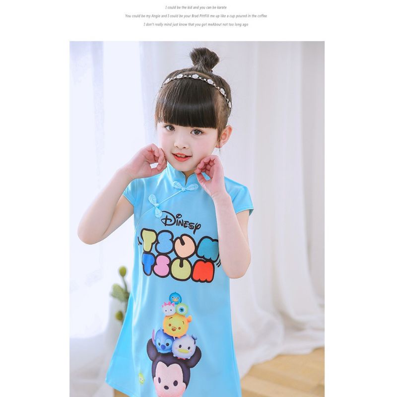 cheongsam anak tsum tsum / qipao anak perempuan/pakaian tradisional china/baju imlek anak perempuan 