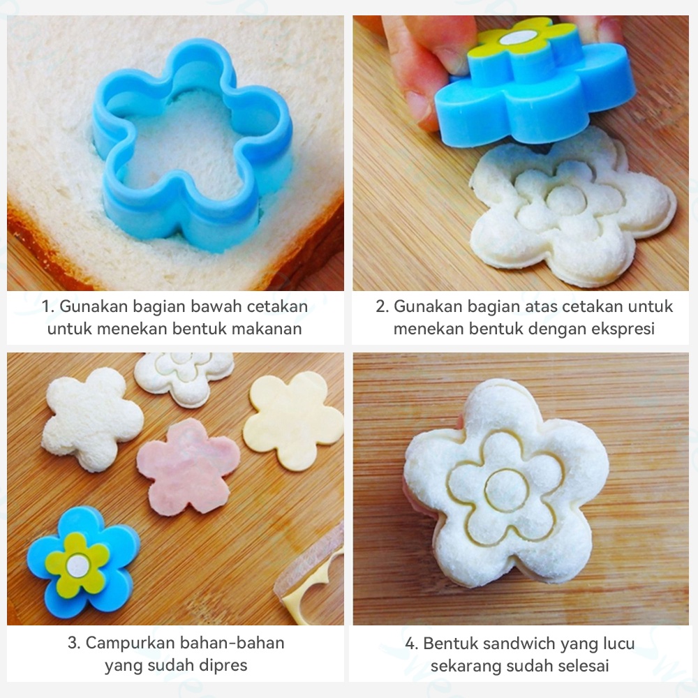 Sweetybayi Set cetakan pemotong roti tawar sandwich cutter untuk dekorasi dapur