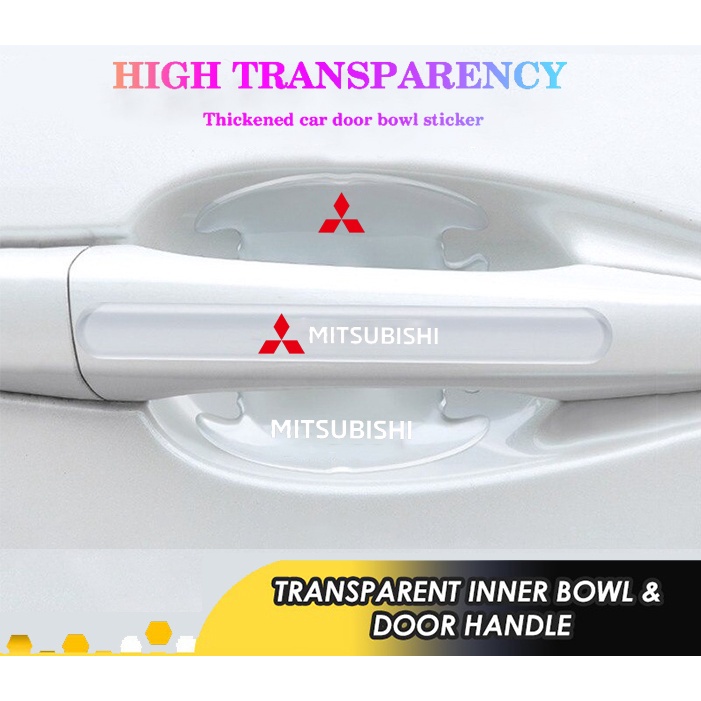 Mitsubushi Ralliart Gagang Pintu Mobil Pelindung Cover Inner Bowl Anti Gores Stiker Untuk Xpander Attrage Mirage Xpander Cross Triton Aksesoris